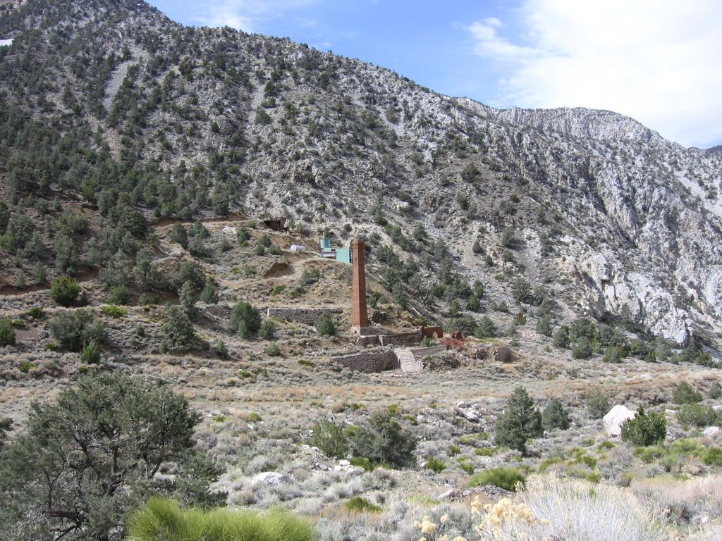 View of the smelter stack from a short distance away while still inside Panamint City: